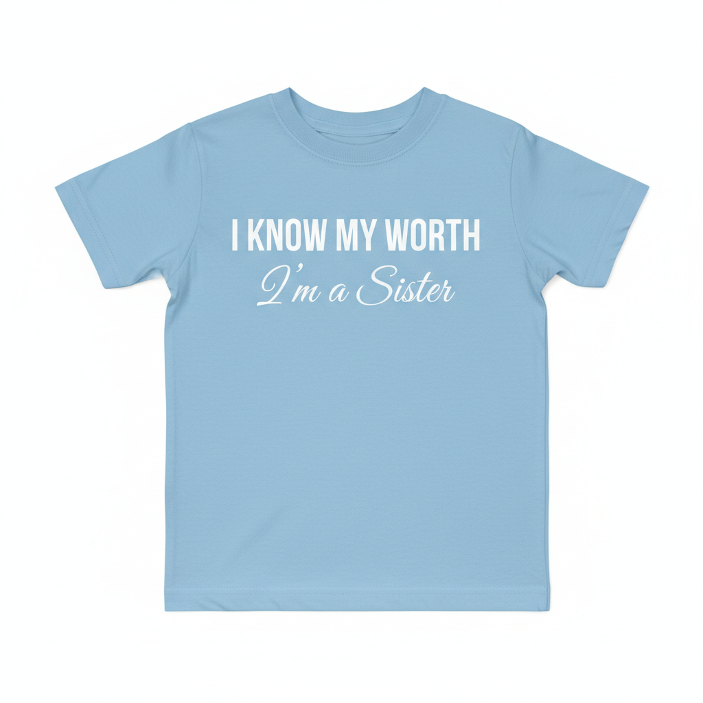 I KNOW MY WORTH — I'm a Sister Soft Blue Tee